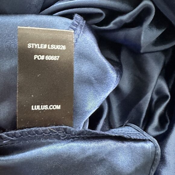 NWT Lulus 6 She's Gorgeous Navy Blue Lace-Up Rhinestone Maxi Dress 126$ - Picture 7 of 16